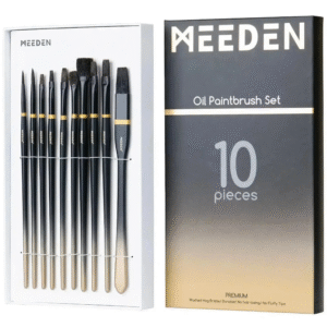 סט 10 מכחולים איכותיים שיער טבעי לצבעי שמן -  MEEDEN