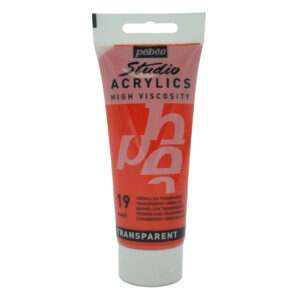 צבע אקריליק סטודיו - 100 מ"ל - Pebeo - transparent-vermilion-19