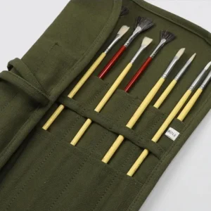 תיק בד מתגלגל למכחולים ארוכים - אָטֶלְיֶה - ירוק