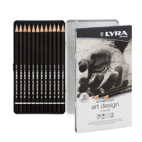 סט 12 עפרונות רישום בקופסת פח - Lyra