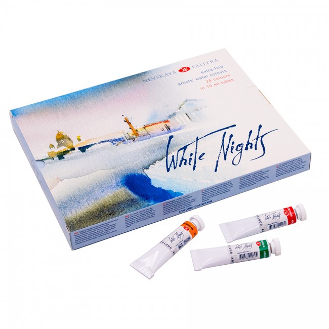 סט צבעי מים מקצועיים 24 שפופרות 10 מ"ל White Nights