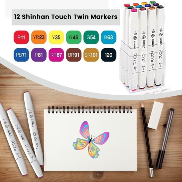 ⁦סט 12 טושים דו צדדים - צבעי בסיס -  Touch⁩ – תמונה ⁦2⁩