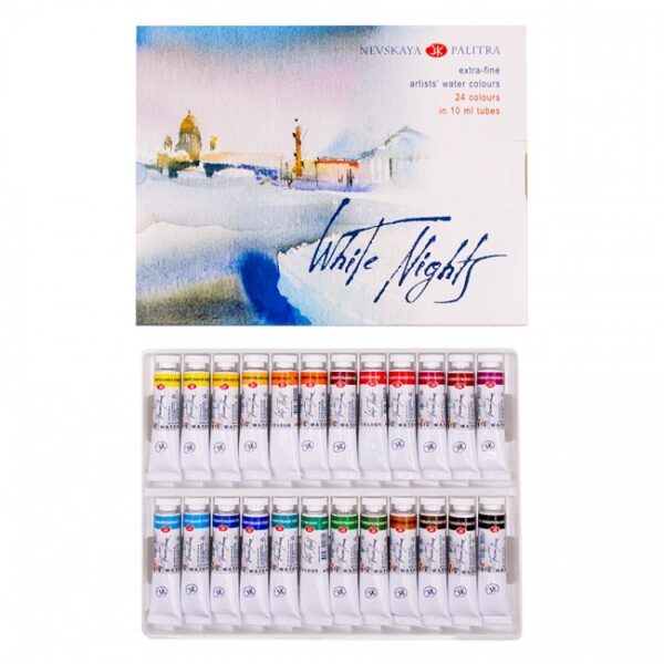 ⁦סט צבעי מים מקצועיים 24 שפופרות 10 מ"ל White Nights⁩ – תמונה ⁦3⁩