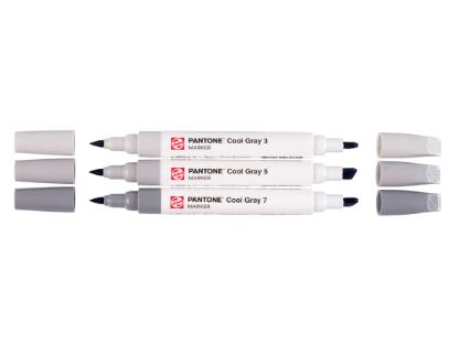 סט 3 טושי פנטון גווני אפור קר Pantone marker – תמונה 2