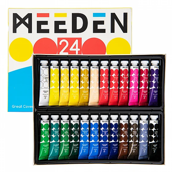 סט 24 שפופרות צבעי גואש - 12 מ"ל - MEEDEN