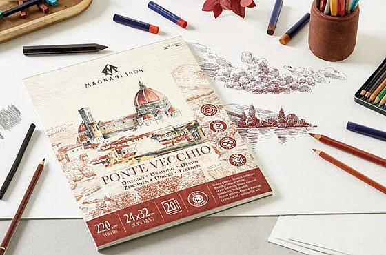 בלוק ציור ורישום PONTE VECCHIO DRAWING - 220 גרם - 24/32 ס"מ - Magnani