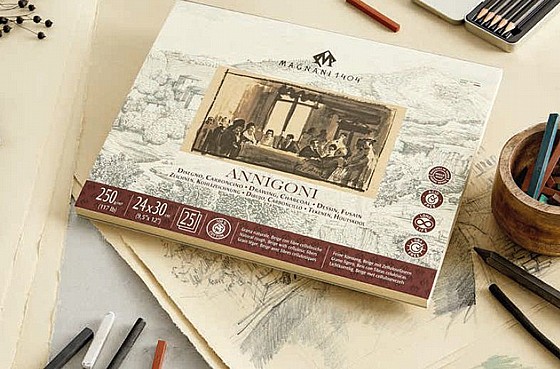 בלוק ציור ורישום ANNIGONI DRAWING - גוון חום- 250 גרם  - Magnani