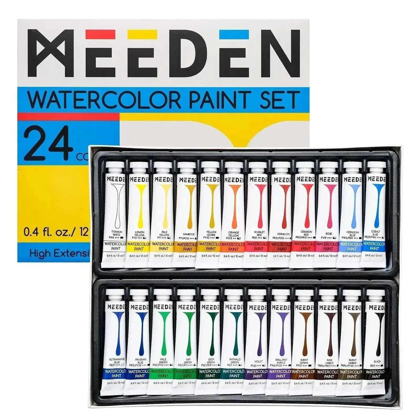 סט 24 שפופרות צבעי מים - 12 מ"ל - MEEDEN