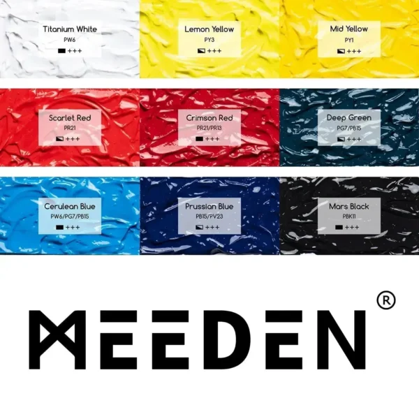 ⁦סט 9 צבעי אקריליק - 60 מ"ל - MEEDEN⁩ – תמונה ⁦2⁩