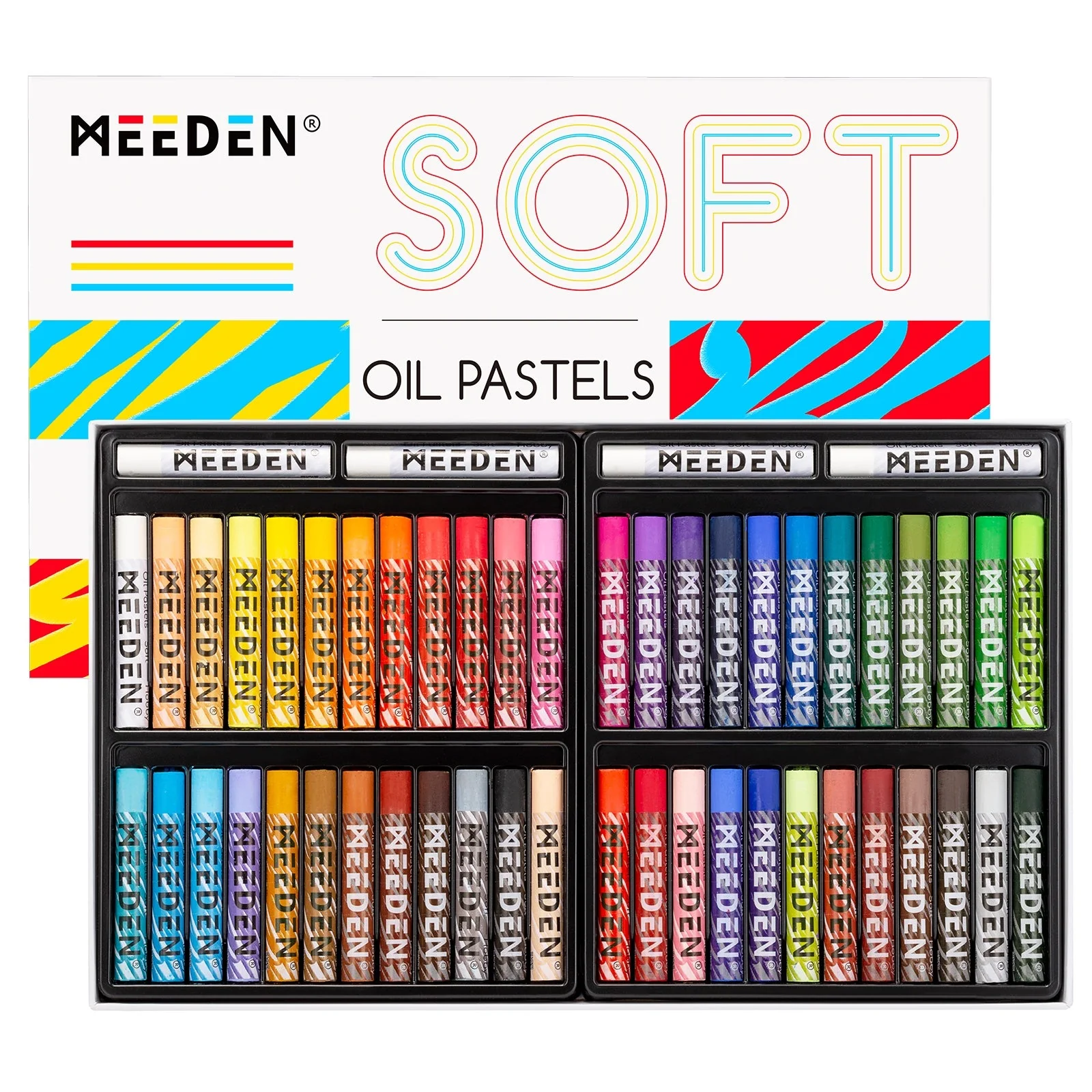 MEEDEN – סט פסטלים רכים על בסיס שמן, 48 גוונים + 4 לבנים נוספים