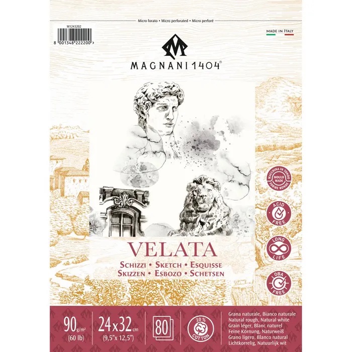 בלוק ציור ורישום - VALETA -  ספירלה - 90 גרם -  24/32 ס"מ - Magnani – תמונה 2