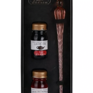 עט נובע מזכוכית - מגוון צבעים ושני מיכלי דיו - 10 מ"ל - Herbin - זכוכית-כתומה