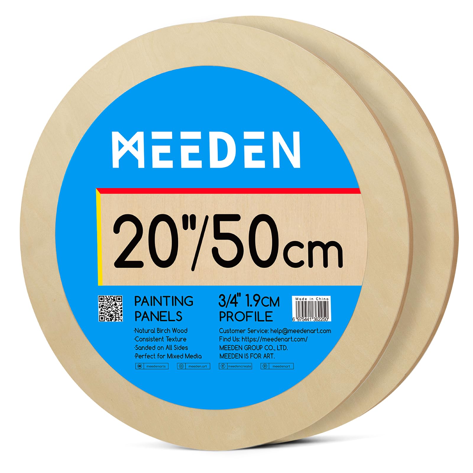 פאנל עץ עגול עם מסגרת קוטר 50 – MEEDEN
