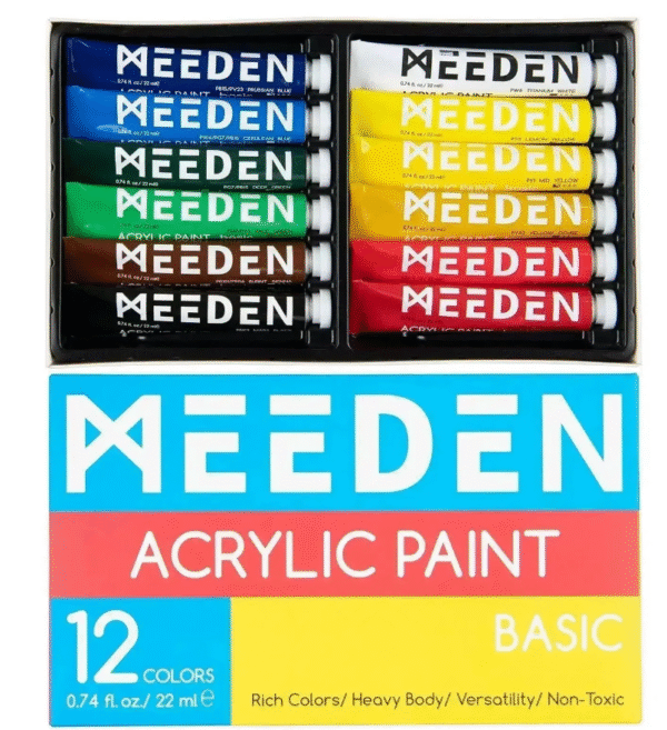 סט 12 צבעי אקריליק בגווני בסיס - MEEDEN
