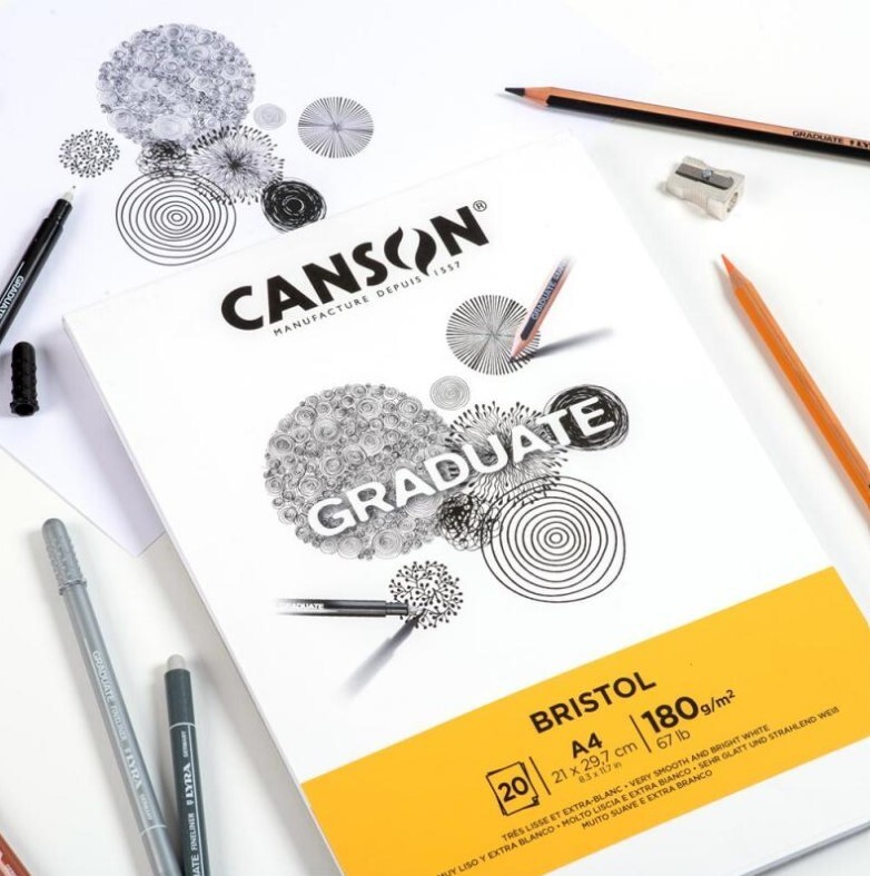 בלוק נייר בריסטול 180 גרם - Canson GRADUATE BRISTOL A3