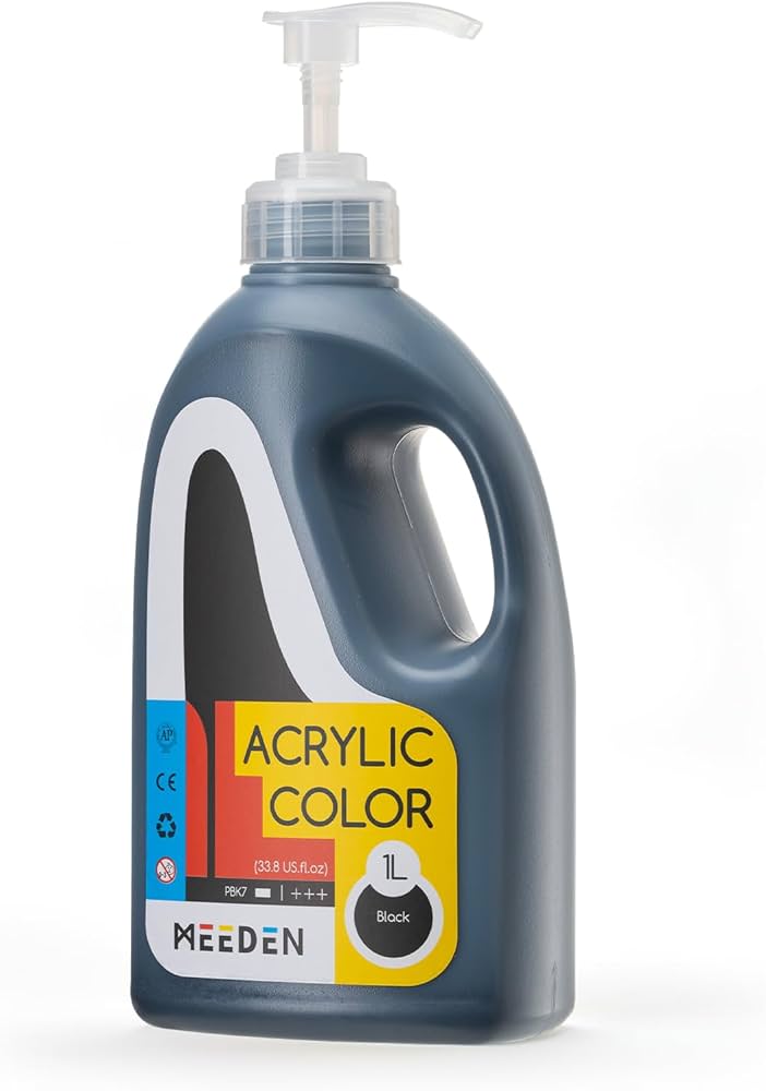 צבע אקריליק ליטר - MEEDEN Black