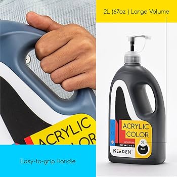 צבע אקריליק ליטר - MEEDEN Black – תמונה 2
