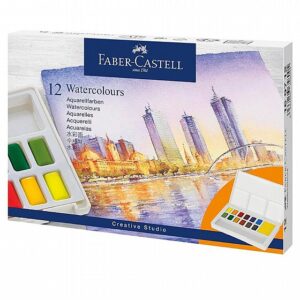 סט 12 צבעי מים במארז פלסטיק - Faber Castell