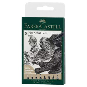 סט 8 עטים שחורים - Pitt Artist - Faber Castell