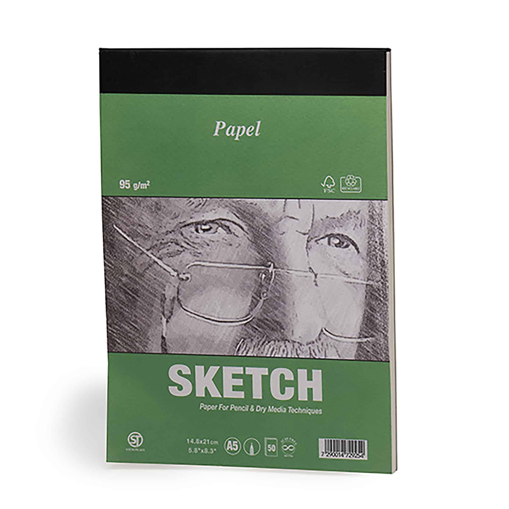 בלוק PAPEL ירוק לסקיצות ורישום – 95 גר'
